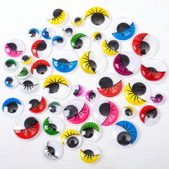 100pcs Colorful Movable Eyes DIY Animal Doll Eyes With Eyelashes