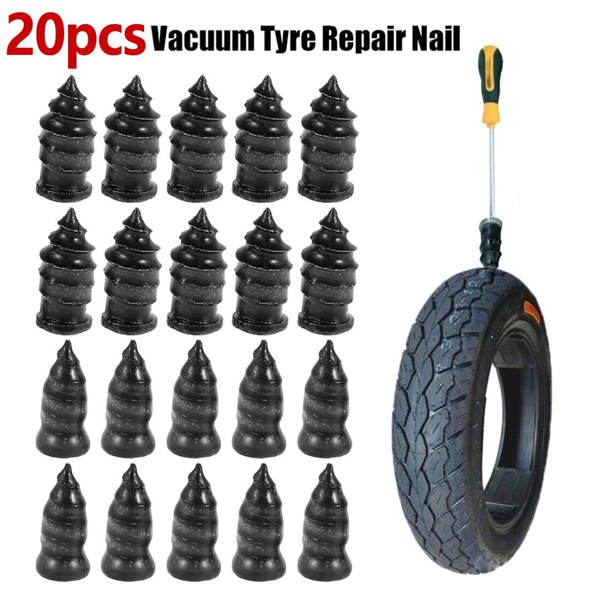 20pcs Vacuum Tire Repair Nail Puncture Self for Car Trucks Motorcycle Bike