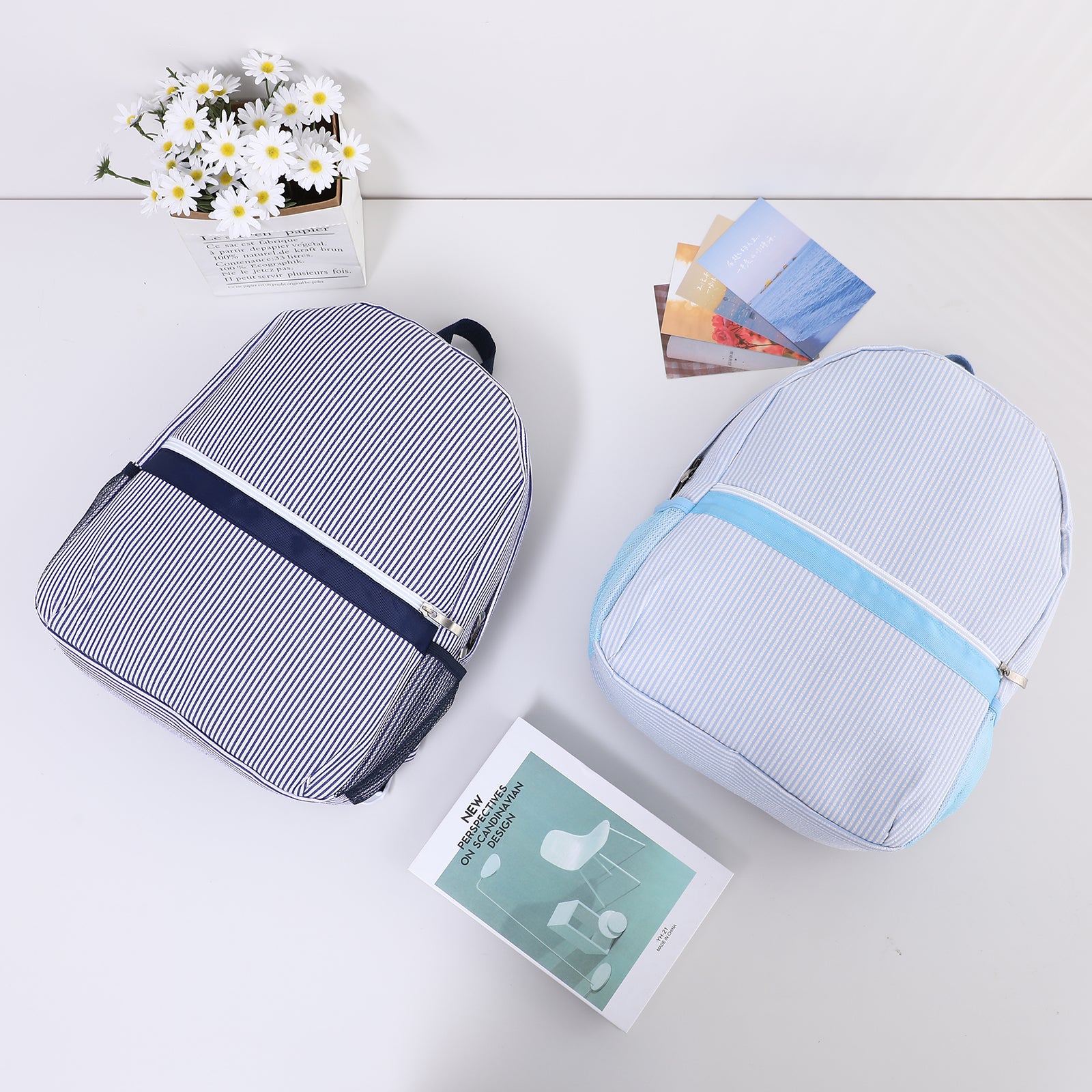 Striped Youth Computer Backpack Breathable Lightweight Travel Backpack