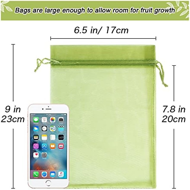 100pcs Fruit Protection Bag Green Mesh Bag Rope Net Fruit Protector Mango Tomato