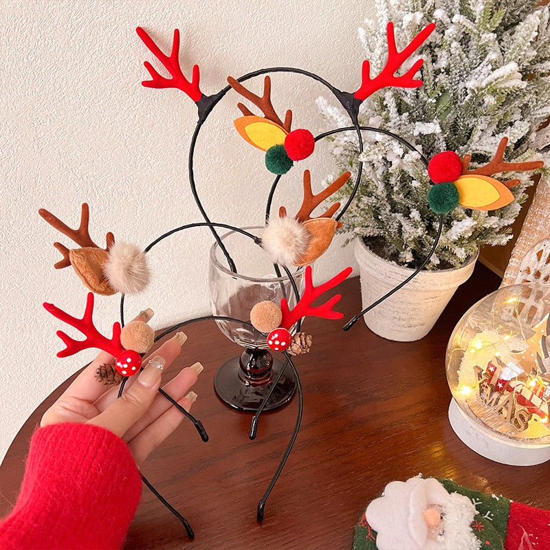 Christmas Reindeer Antlers Women Headband Deer Hairband Holiday Headwear