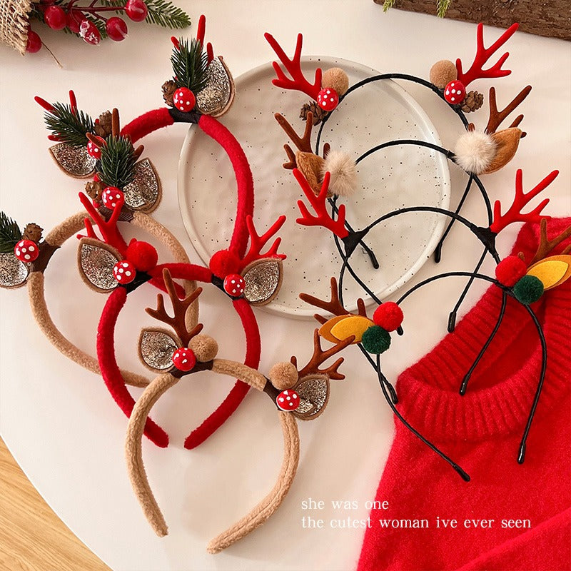 Christmas Reindeer Antlers Women Headband Deer Hairband Holiday Headwear