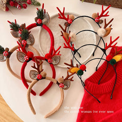 Christmas Reindeer Antlers Women Headband Deer Hairband Holiday Headwear