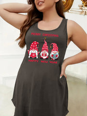  Christmas Nightdress Women's Dwarf & Slogan Print Racer Back Tank
