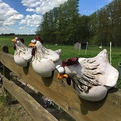 Funny Chicken Fence Decoration Resin Crafts Gift