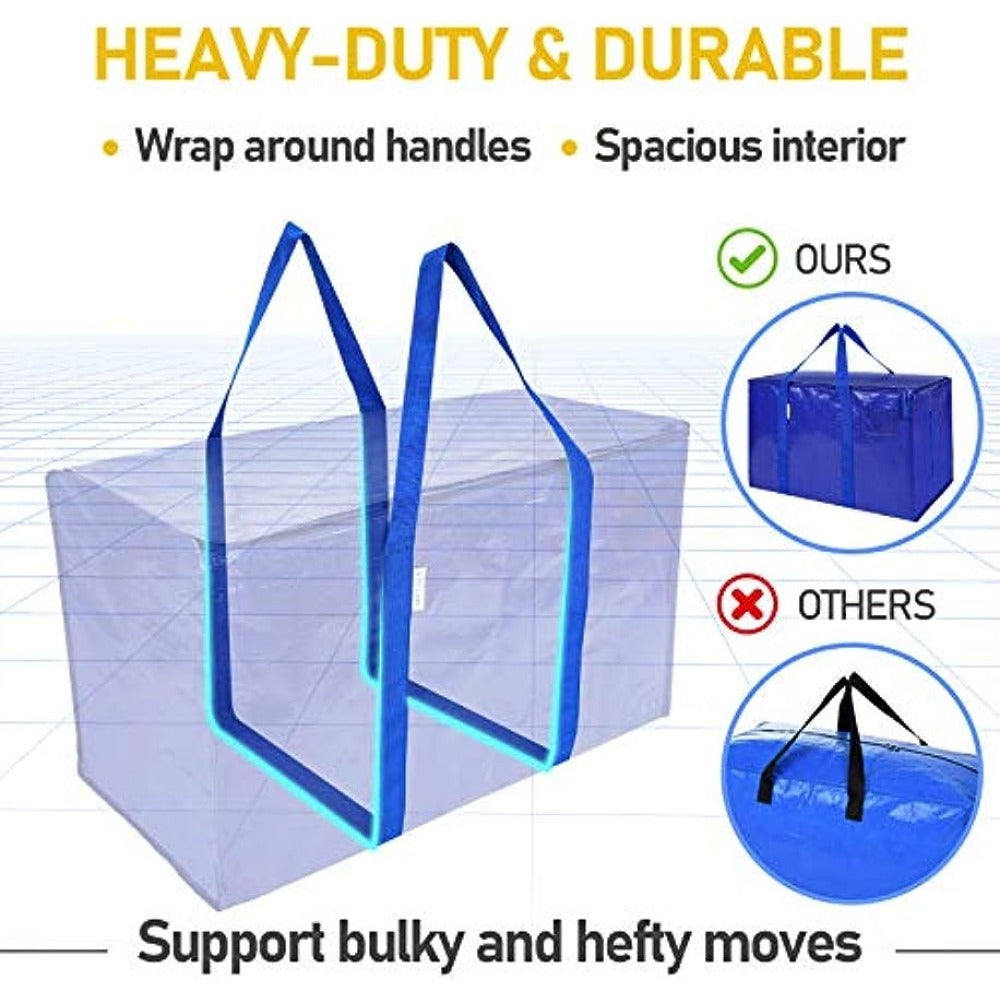 6pcs Extra Large Moving Bags with Zippers & Handles Heavy Duty Storage Tote