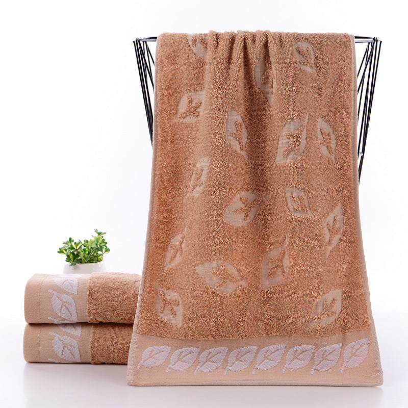 Leaf Pattern Hand Towel Soft Cotton Absorbent Towel for Home Bathroom
