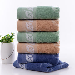 Leaf Pattern Hand Towel Soft Cotton Absorbent Towel for Home Bathroom