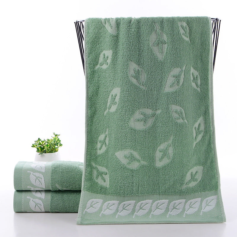 Leaf Pattern Hand Towel Soft Cotton Absorbent Towel for Home Bathroom