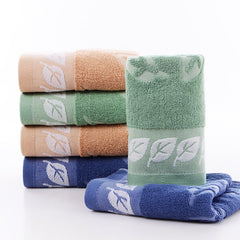 Leaf Pattern Hand Towel Soft Cotton Absorbent Towel for Home Bathroom