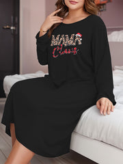 Christmas Lounge Dress Leopard Print Long Sleeve Tee Sleep Dress