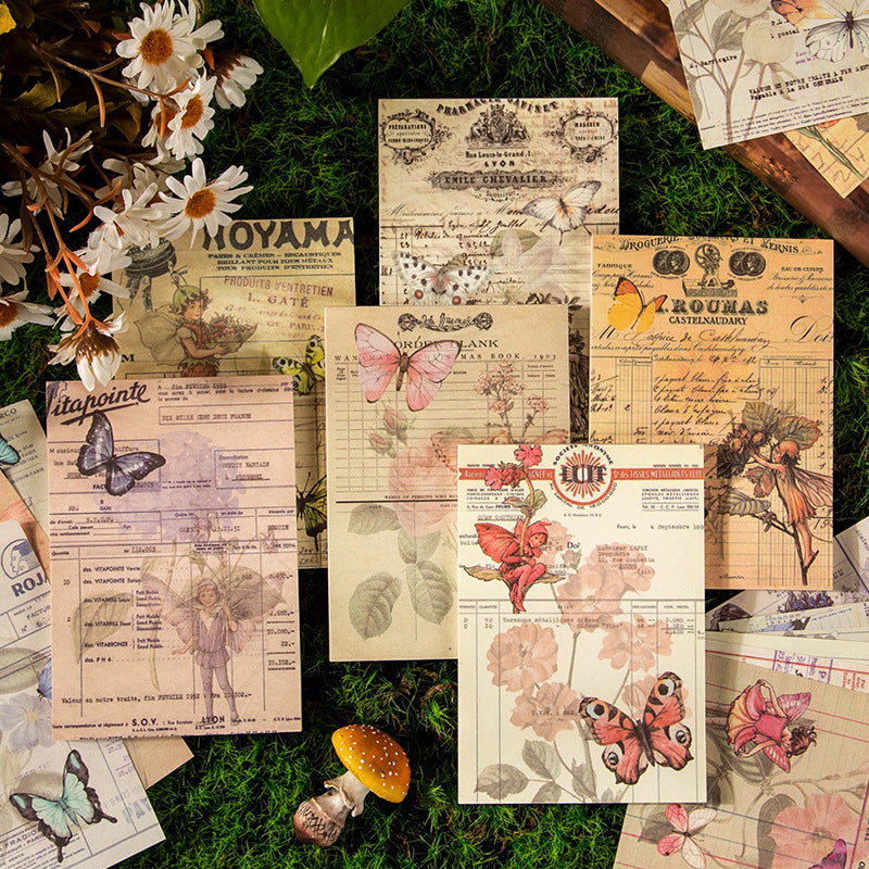 50 Sheets Sleeping Elf Series Collage Material Paper Retro Hand Account Decor