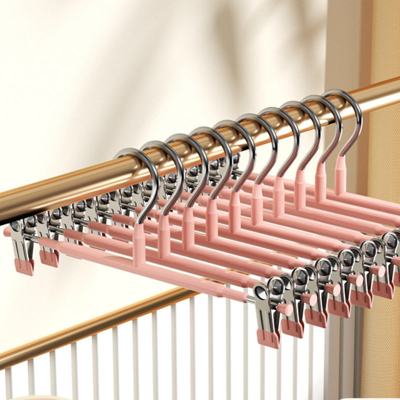10PCS Adult Pants Hanger With Clip Stainless Steel Non-slip