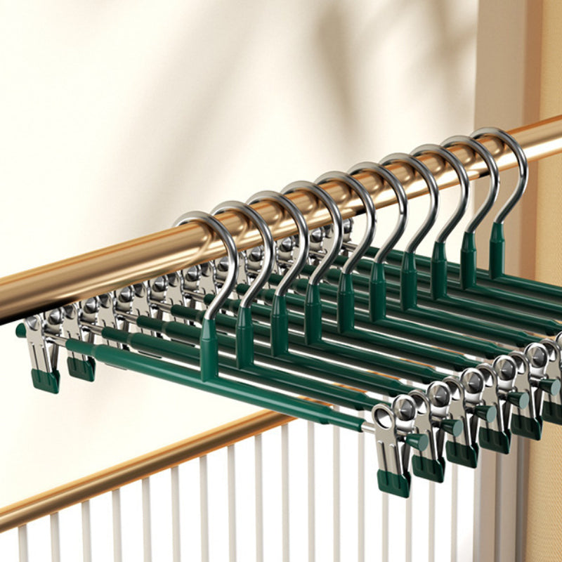 10PCS Adult Pants Hanger With Clip Stainless Steel Non-slip