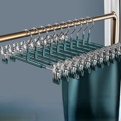 10PCS Adult Pants Hanger With Clip Stainless Steel Non-slip