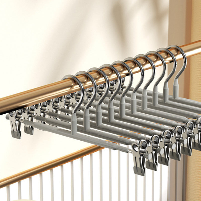 10PCS Adult Pants Hanger With Clip Stainless Steel Non-slip