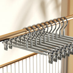 10PCS Adult Pants Hanger With Clip Stainless Steel Non-slip