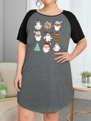  Christmas Nightdress Women's Santa Claus Print Tee Sleep Dress