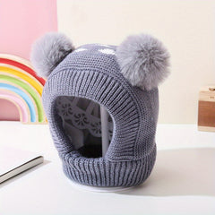 Cartoon Beanies Plush Ball Ear Protection Hat Girls Boys 18.11-20.47in