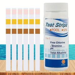 50 Packs 3 In 1 Pool Test Strips - PH Chlorine Bromine Alkaline Water Test Paper