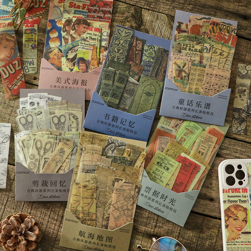 Retro Journal Collage Sticker Pack, 40pcs