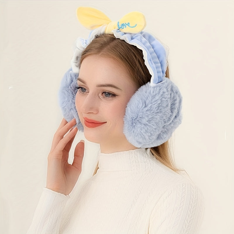 Women's Bowknot Lace Earmuffs Soft Pastel Yellow Bow