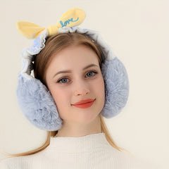 Women's Bowknot Lace Earmuffs Soft Pastel Yellow Bow
