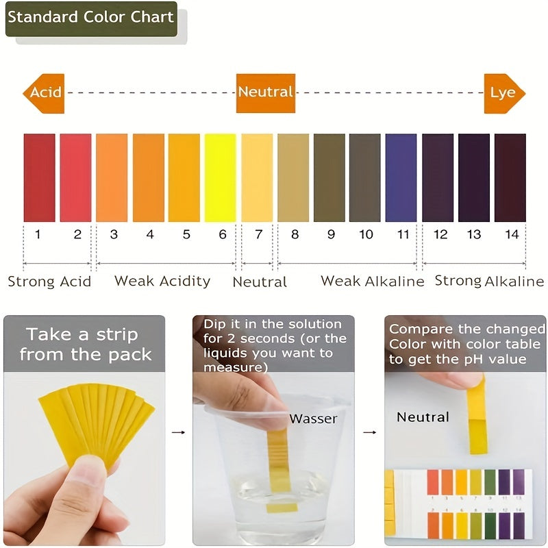 3pcs PH 1-14 Test Paper 240 Strips PH Test Storage Case Saliva Urine Water