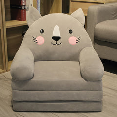 Kids' Folding Sofa Stool Plush Reclining Seat