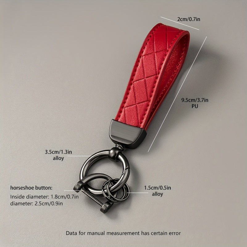 PU Leather Car Keychain with Anti Lost D Ring Key Chain for Men Women