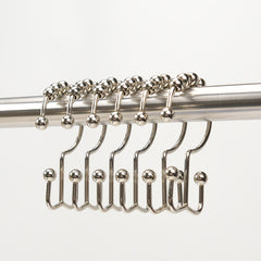 6pcs Stainless Steel Shower Curtain Hook Roller Ball Rings Bathroom Accessory