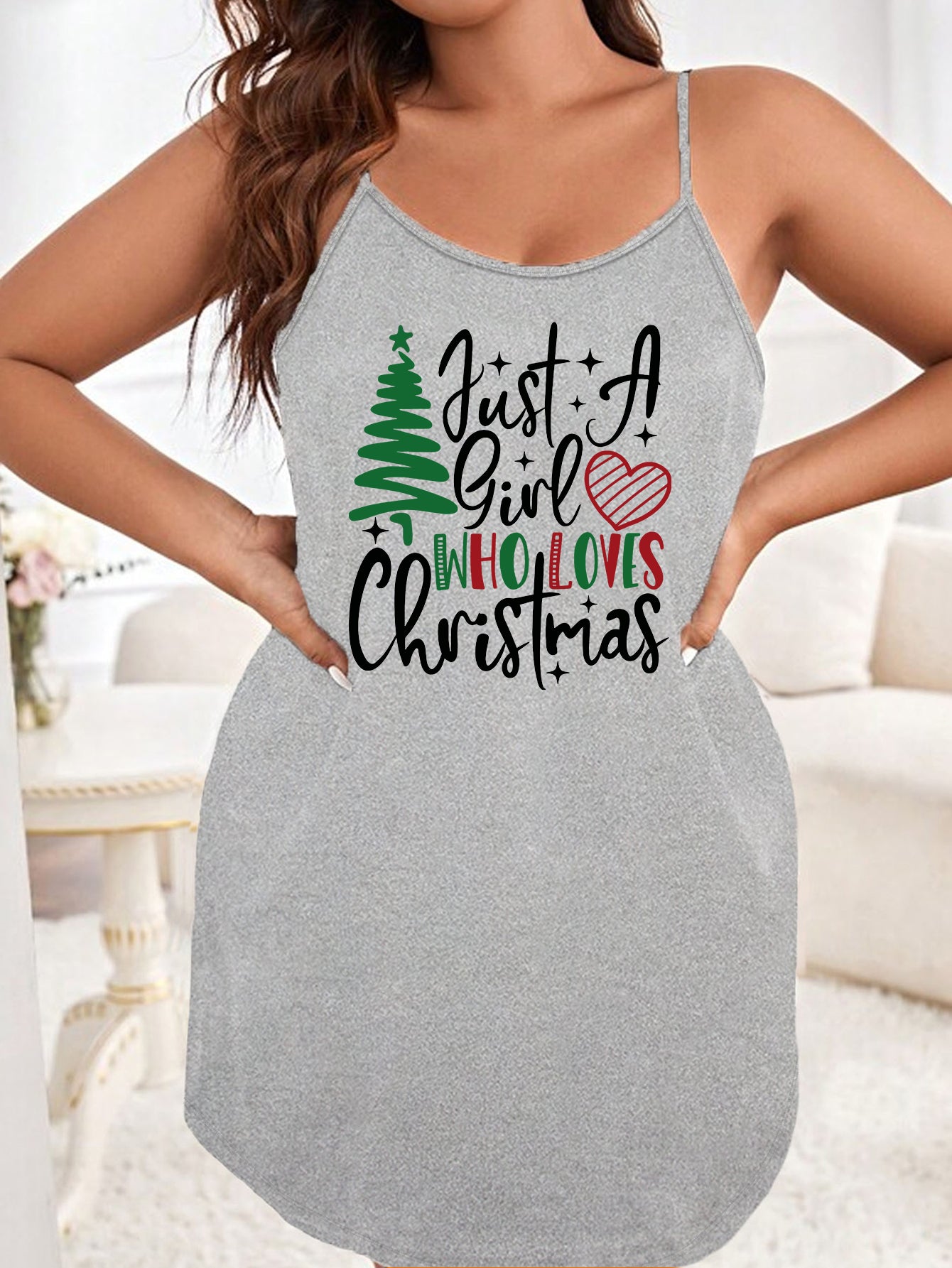  Christmas Sexy Nightdress Women's Plus Christmas Tree & Star Cami