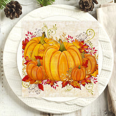 Autumn Thanksgiving Pumpkin Maple Leaf Party Tissue Napkin Set