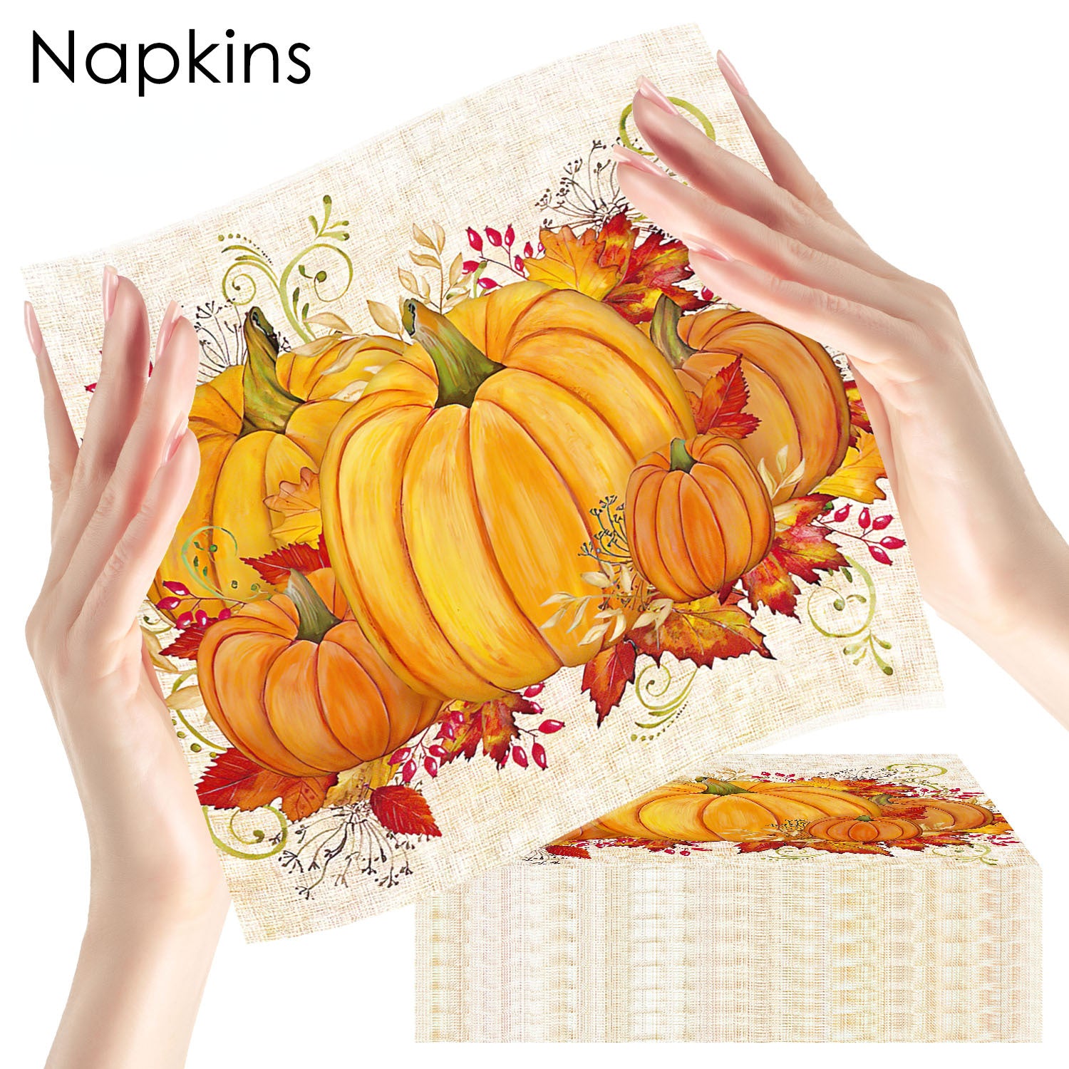 Autumn Thanksgiving Pumpkin Maple Leaf Party Tissue Napkin Set