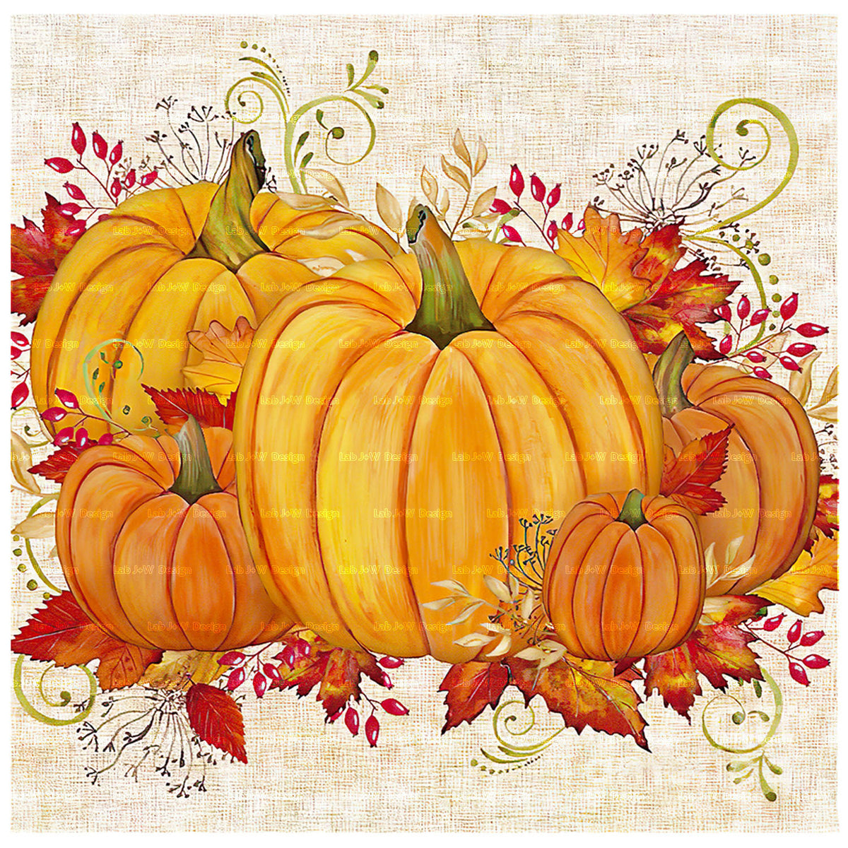 Autumn Thanksgiving Pumpkin Maple Leaf Party Tissue Napkin Set