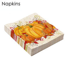 Autumn Thanksgiving Pumpkin Maple Leaf Party Tissue Napkin Set