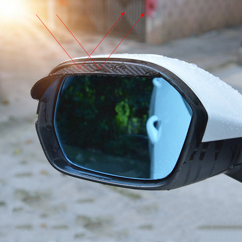 Carbon Fiber Car Rearview Mirror Rain Cover Shield Eyebrow