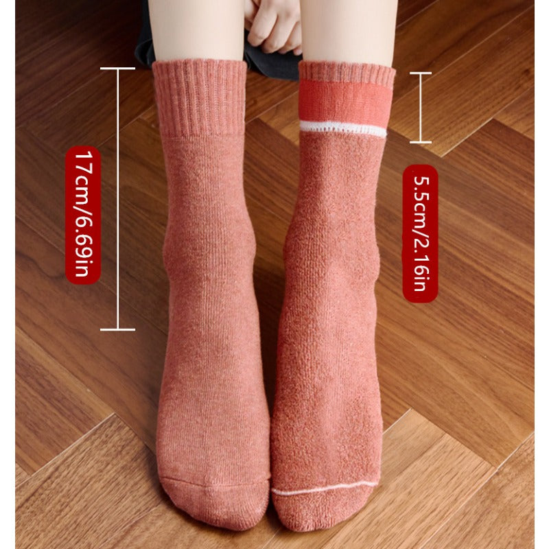 5 Pairs Wool Warm Mid-calf Socks Men Women