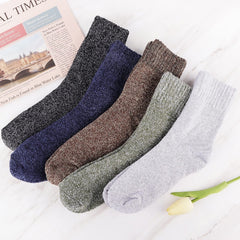 5 Pairs Wool Warm Mid-calf Socks Men Women