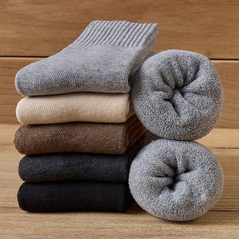 5 Pairs Wool Warm Mid-calf Socks Men Women