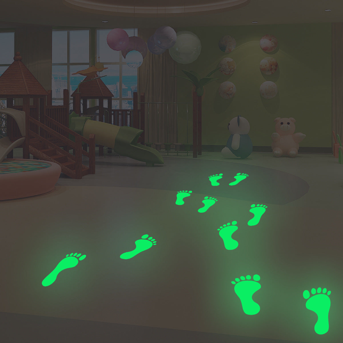 18pcs Glow In The Dark Footprint Stickers Luminous Funny Decor For Kids