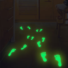 18pcs Glow In The Dark Footprint Stickers Luminous Funny Decor For Kids