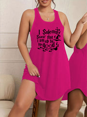  Halloween Lounge Dress Women's Witch Hat Print Tank Sleep Dress