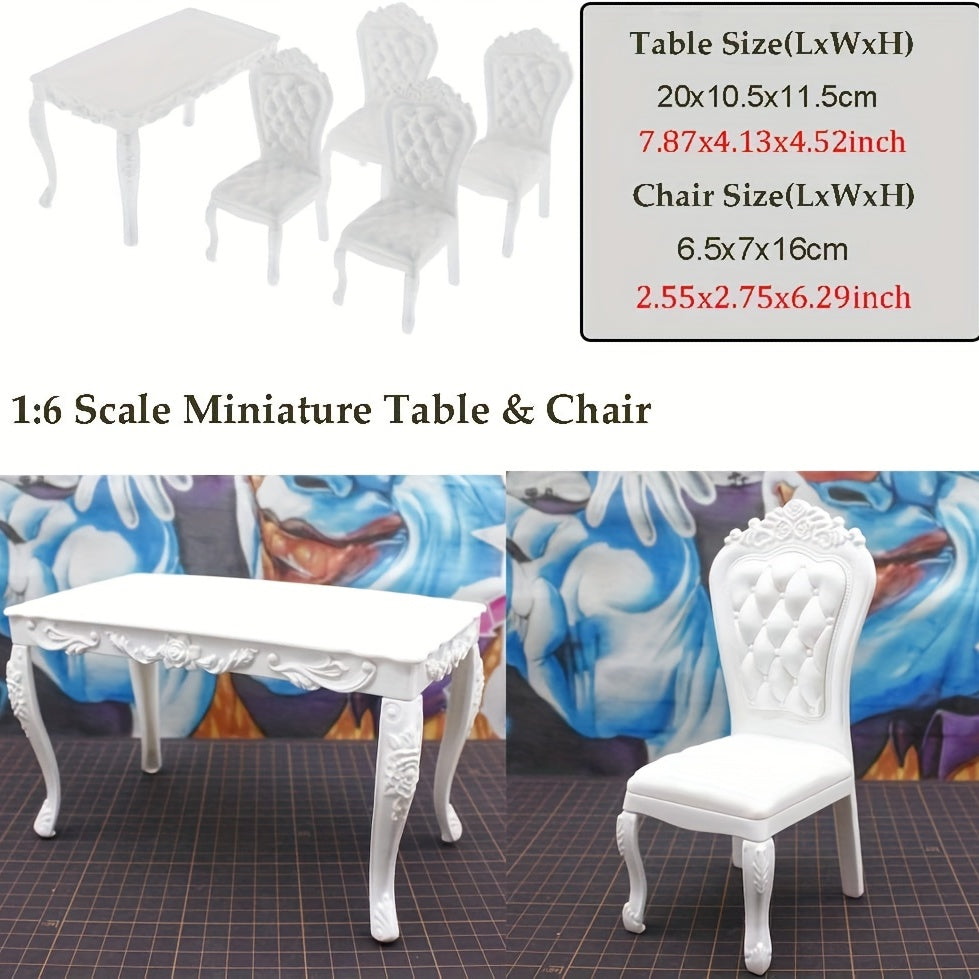 1:6 Doll House Kitchen Dining Table Chair Set