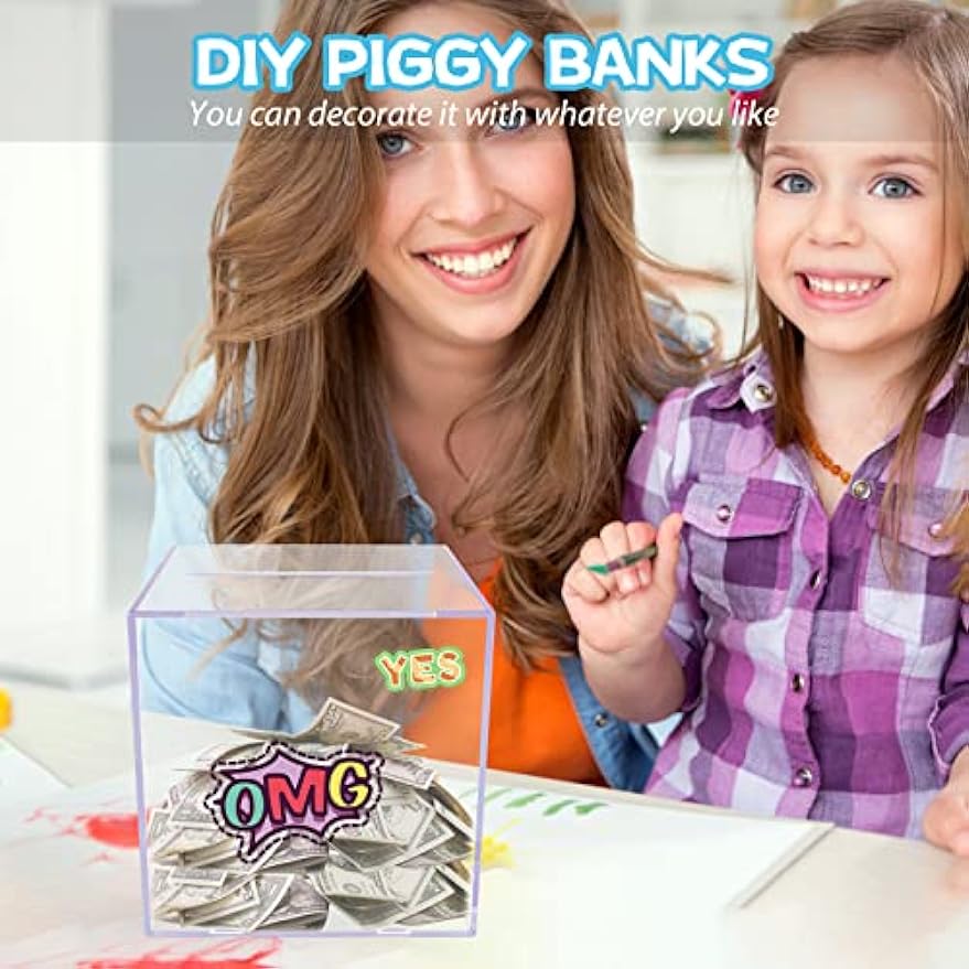 Clear Acrylic Adult Piggy Bank Coin Savings Jar