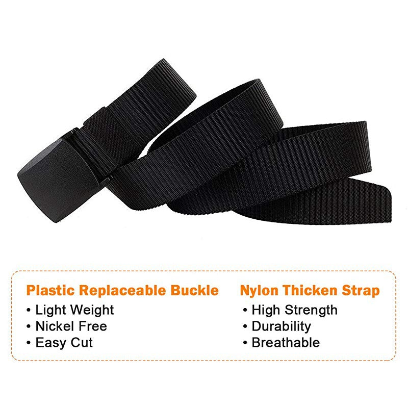 Men's Canvas Belt with Automatic Buckle for Outdoor Climbing