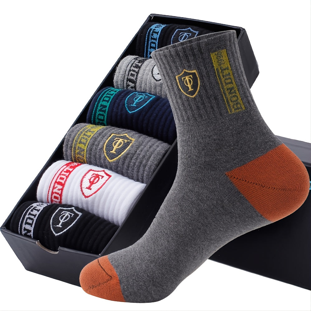 5 Pairs Men's Cotton Athletic Ankle Socks