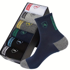 5 Pairs Men's Cotton Athletic Ankle Socks