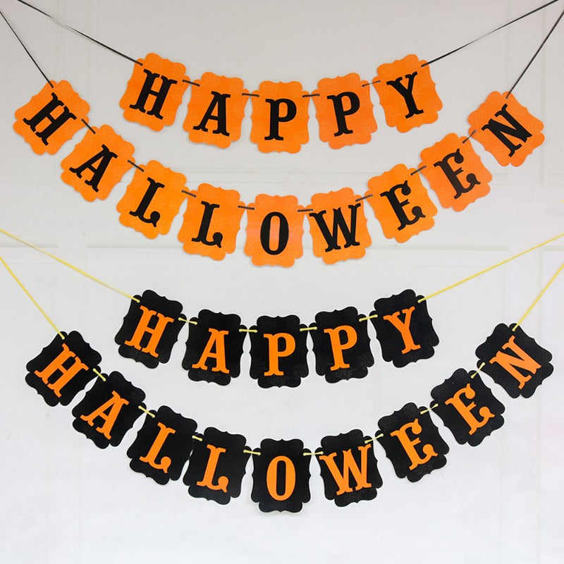 Halloween Banner Bat Witch Triangle Flag Spider Ball Pumpkin Decoration