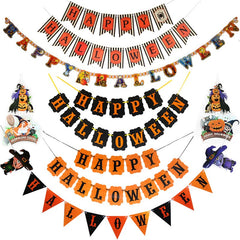 Halloween Banner Bat Witch Triangle Flag Spider Ball Pumpkin Decoration